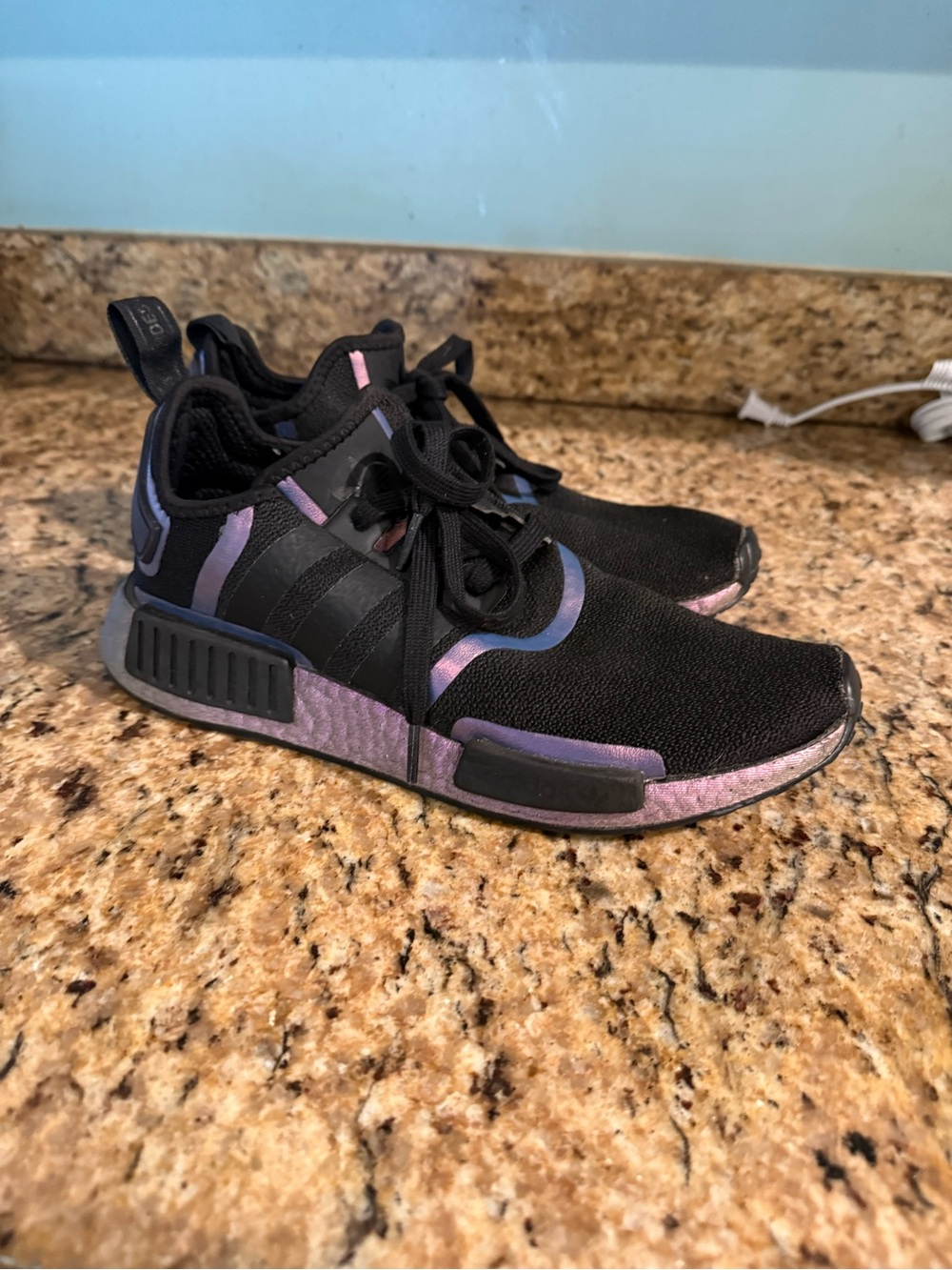 adidas Black Sneaker with Iridescent Purple Highlights